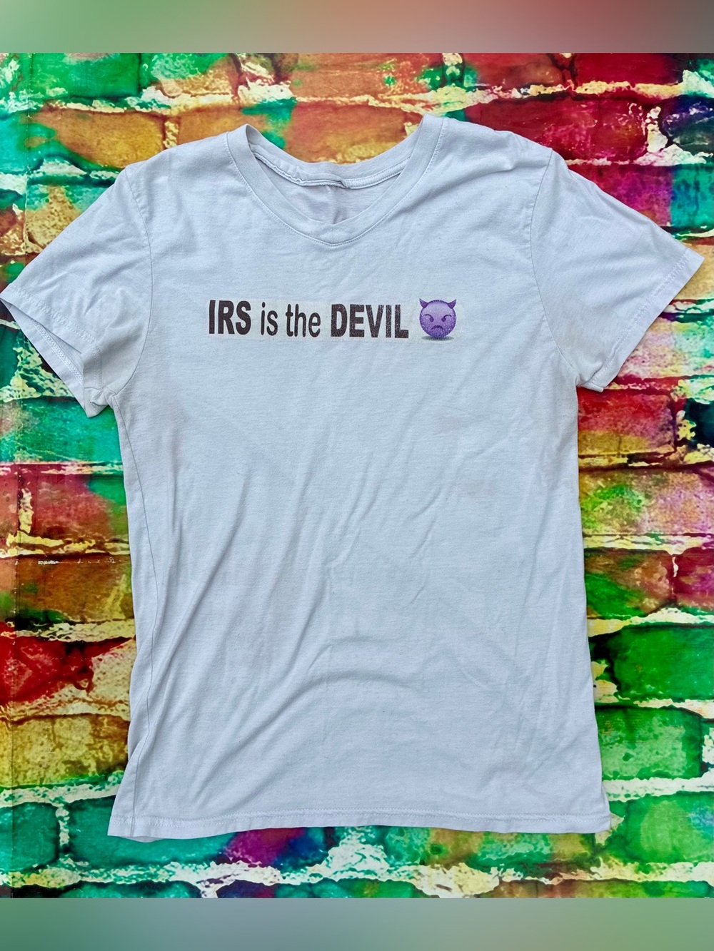 Custom IRS IS THE DEVIL Shirt. See all photos for condition one of a kind Humor